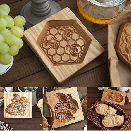 Kakeform med pregestempel, kompatibel med kjeks, pepperkakedeig og kakemaler, kompatibel med kjøkken DIY