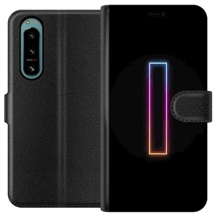 Yhteensopiva Lompakkokotelo Sony Sony Xperia 5 IV Minimalistinen neonkirjain I sateenkaaren väreissä tummaa taustaa vasten