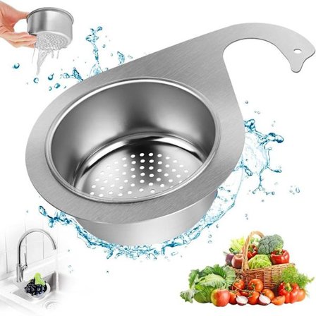 1 st Rostfritt Stål Svan Diskbänkssil Korg, Diskbänk Avloppsfilter, Diskbänk Avloppssil Korg, Svan Diskbänkssil Korg, Rostfritt Stål Dränering