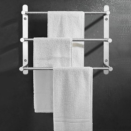 Håndklædeholder 304 Rustfrit Stål Håndklædestang Hylde 3 Stænger 40 Cm Vægmonteret Badeværelse Håndklædeholder