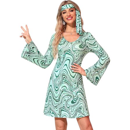 Kvinnors Halloweenfest Disco Sensation 70-talsdansdräkt