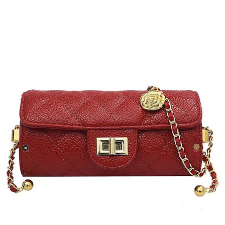 Vattert crossbody-veske kvinner skuldertaske sylindrisk diamantkjede håndveske