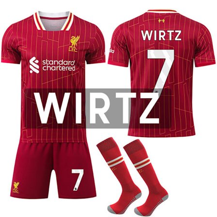 24-25 Liverpool F.C. Hjemme NO.7 WIRTZ Trøjer Sæt Børn Voksen Fodboldudstyr Med Strømper