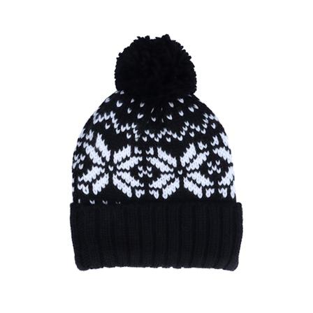 Beechfield - Černá pom Beanie - Fair Isle Snowstar Beanie Black/White Pom @ Hatstore
