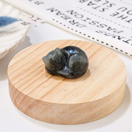 Naturlig kristall kattstatyett sovande kattstaty 5 5