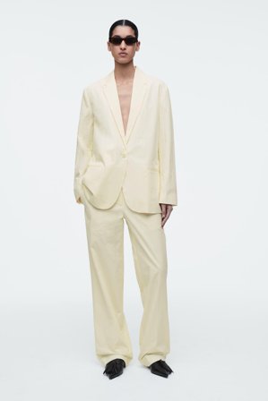 COS Femme Pantalon De Tailleur Droit En Coton in Jaune