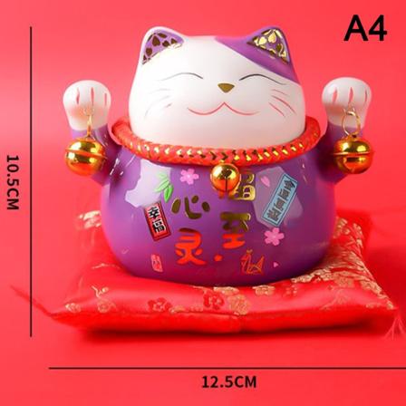4,5 tommer Maneki Neko Porcelæn Lucky Cat Home Decor Ornament F - Perfet A4