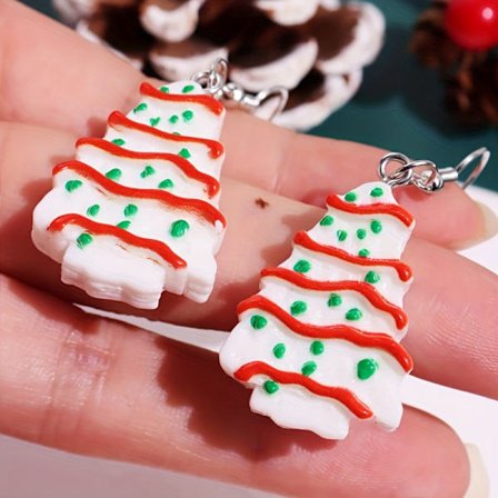 Søde Y2K Juletræs Resin Dråbe & Hænge Øreringe til Kvinder - Festlige Jule Smykker, Ørekroge af Legering