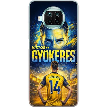 Kompatibelt Mobildeksel til Xiaomi Xiaomi Mi 10T Lite 5G Viktor Gyökeres fotballplakat i gult og blått med dramatisk stadionbakgrunn, sportillustras