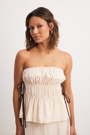 NA-KD Bandeau Tie Detail Chiffon Top - Tubetops - Offwhite - EU 42