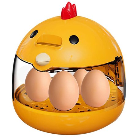 Eggeinkubator for 4 egg med automatisk temperatur- og fuktighetskontroll, kompatibel med høner, ender, gjess, vaktler, papegøyer og fugler