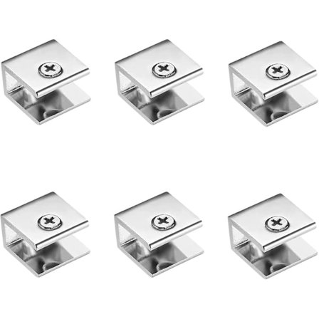 4 stk Glassklemmer, Sink-legering Brakett Klemme Veggmontert Justerbar Glassklemme, Glasshylle Støtte