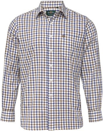 Alan Paine M's Ilkley Shirt Shooting Fit Brown Check - Langermede Skjorter
