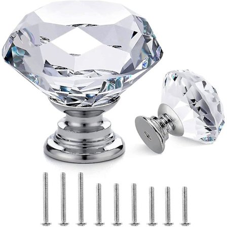 12p Crystal Knobs - Drawer Knobs Dresser Knobs 30mm Glass Diamond Knobs Pull And Knobs 12p Knobs Crystal 12 For Dresser Kitchen Bathroom Cabinet