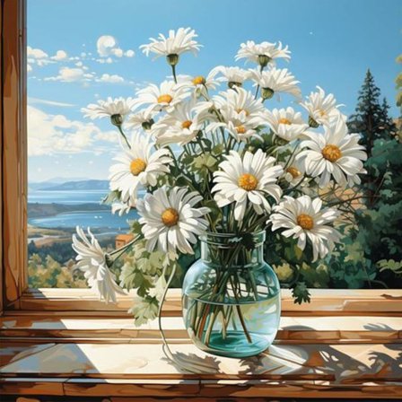 Daisy Diamant Kunst Sæt til Voksne, Blomster Landskab Diamant Maleri Sæt til Begyndere, Blomst 5D Rund Fuld Bore Ædelsten Kunst Sæt DIY Hjem 