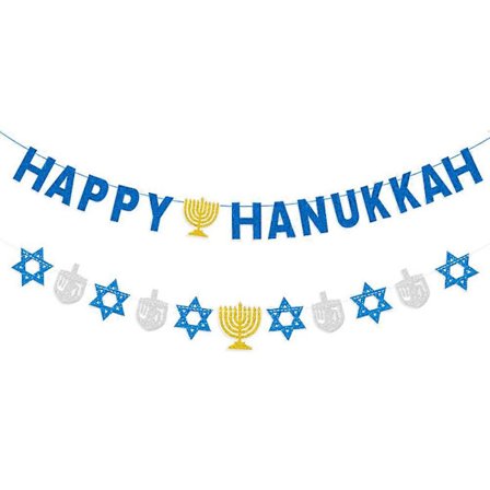 Party Banner Hanukkah Stil Dekorativ Lysestake Form Papir 300.00X15.00X0.10CM For Festlig Atmosfære 2 stk[D]