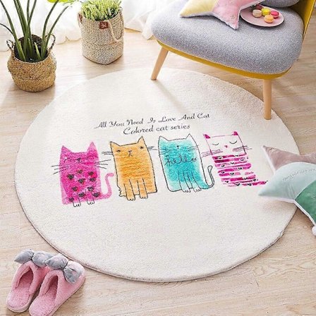 Runda Mattor för Vardagsrum Tjockare Lammull Golvmatta Fluffig Mjuk Cartoon Barnrum Mattor Dekoration Modern Matta