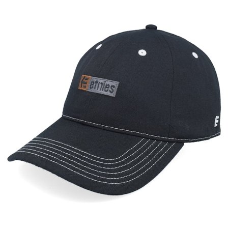Etnies - New Box Black/Brown/Grey Dad Cap Unconstructed Black Cap - @ Hatstore