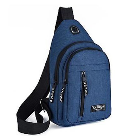 Herrar Bärbar Casual Fashion Stilren Ryggsäck Sport Sling Bag Man Bröstväska Multi Zip Fickor (Blå)