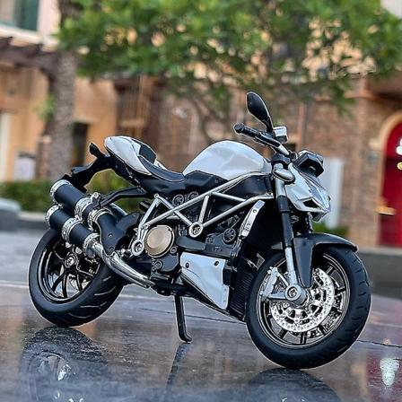 1/12 Ducati Panigale V4s Racing Motorcykel Modell - Legering Leksak - Street Motorcykel Simulering - Samling Och Barn Gåva Db White with box Fight