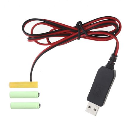 USB 5V 2A til 4.5V1A Dummy Batteri Strømkabel Batterieliminatorer Linje Erstatt 3x 1.5V LR03 AAA Batterier for Leketøy Fjernkontroll