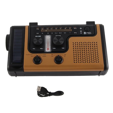 Bærbar LED Solar Håndsving Nødradio 2000mAh AM FM SW Vejrradio med Lommelygte