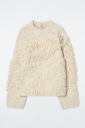 COS Women's Textured Loop-Knit Wool Jumper in White