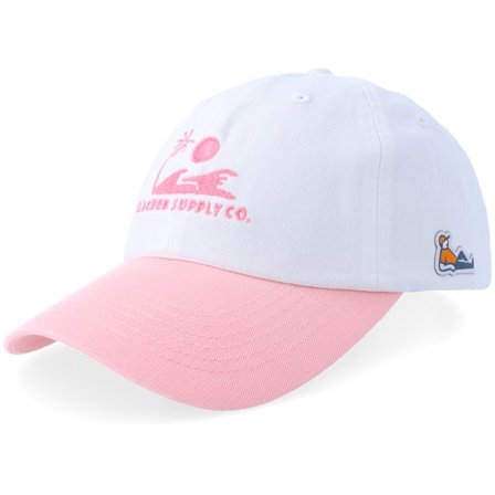 Slacker Supply - Weiss unconstructed Cap - Sunny Waves Logo Washed White/Pink Dat Cap / Unstructured @ Hatstore
