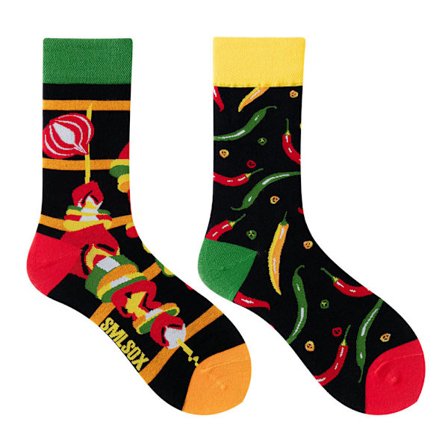 5 par Många stilar av AB-strumpor asymmetriska kreativa trendiga strumpor roliga par mandarinanka färgade mellanhöga strumpor