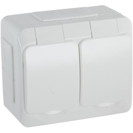 Schneider Electric Aqua Stark Vägguttag utanpåliggande, jordat, kapslat 2-vägs, Strömbrytare & vägguttag