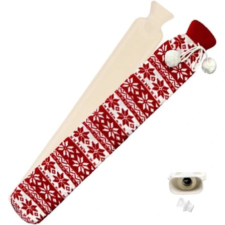 Lang Myk Hatt Termos Skulder Hals Ett-Stykke Strikket Hatt (Rød)