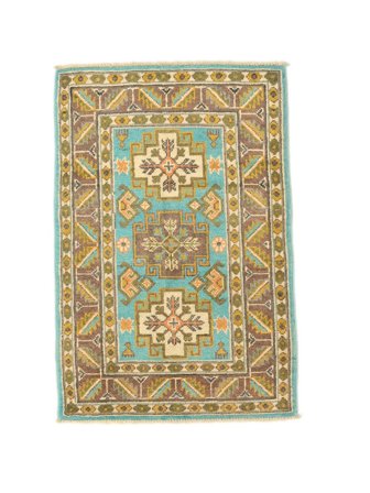 59X89 Tapis Kazak Fine D'orient Marron/Vert (Laine, Afghanistan) Carpetvista