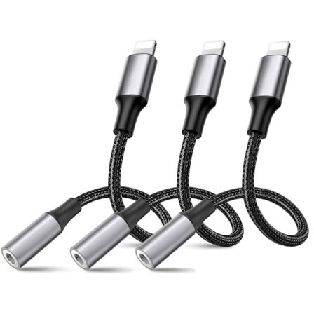 3-pak Lyn til 3,5 mm adapter til hovedtelefoner AUX bedst sælgende hvid 3pak 3,5 mm