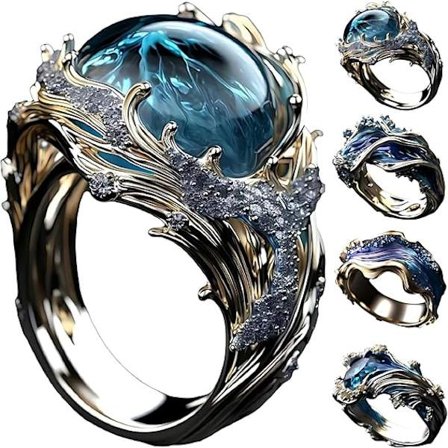 1 stk. Havets Ed - Justerbar Ring - Hjertets Slag af Havet Design, Inspirerende Havbølgesmykker til Kvinder & Piger