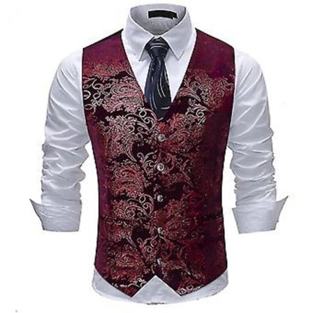 V-hals trykt blazer tanktopp for menn, business casual (L rød)