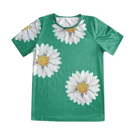 Dam T-shirt Printed Kortärmad Topp Lös Casual