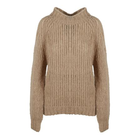 Moncler, Round-neck Knitwear Beige, Dames, Maat:L