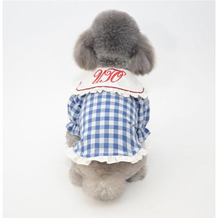 Husdjurskläder Vårnya valpkläder Liten hundskjorta Teddy Blue Plaid S