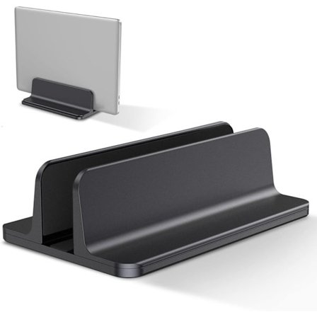 Vertikal bærbar computer stand, aluminium bærbar computer stand, justerbar skrivebords bærbar computer stand, sort