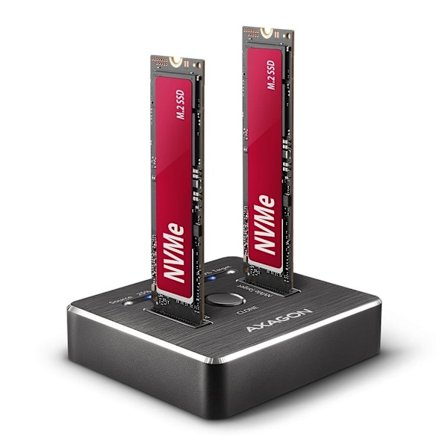 AXAGON, USB-C 3.2 Gen2 - 2x NVMe CLONE DUAL SDD Dock Station, ADSA-M2C