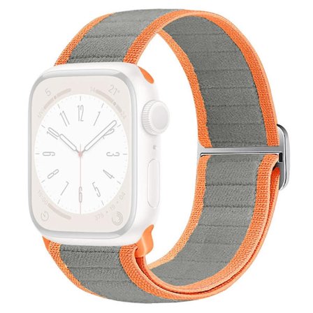Klockarmband Apple Watch Series 10 46mm Elastisk Nylon Figure-8 Buckle Strap - Grå Orange