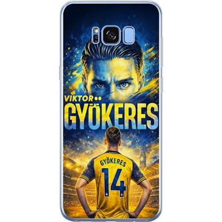 Kompatibelt Mobildeksel til Samsung Samsung Galaxy S8+ Viktor Gyökeres fotballplakat i gult og blått med dramatisk stadionbakgrunn, sportillustrasjo