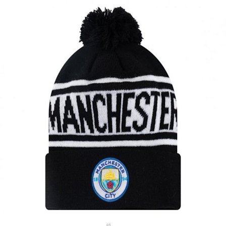 Strikket fotballklubb-lue, kuldebeskyttende og varm ull-lue for høst og vinter svart black