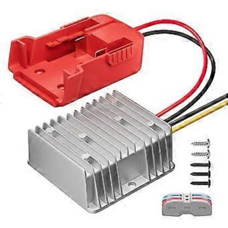 Jännitteenalennin 18 V - 12 V Milwaukee M18 -akkuadapterille DC 12 V 20 A 240 W jännitteenalennin