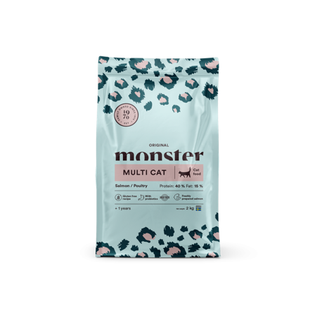 Monster Pet Food - Cat Original Multicat Laks/Fjørfe 2 kg - Katt - Kattefôr & kattemat - Tørrfôr for katt - ZOO.no