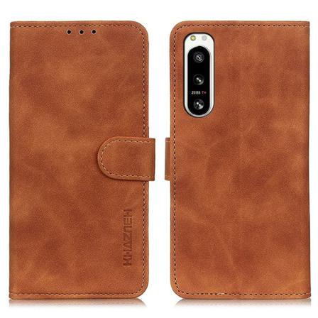 SKALO Sony Xperia 5 IV 5G KHAZNEH Lompakkokotelo PU-nahasta - Ru Brown