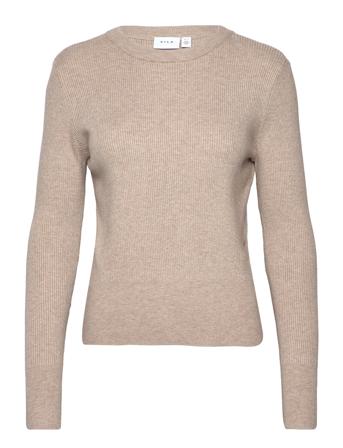 Vicomfy O-Neck L/S Knit Top- Noos Brown Vila