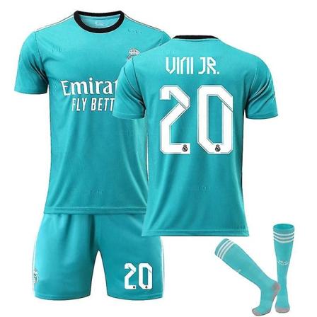 Real Madrid Andre Borte Grønn Trøye Nr. 9 Benzema No. 10 Modric Fotballdrakt Set Barnedrakt 21 22 VINI JR 20 Kids 22(120-130CM)