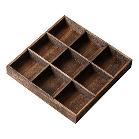 Rektangulær Træbakke Fest Appetizer Fad Grøntsagsret til Snacks Teatime Ni Rum