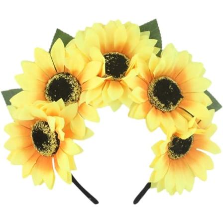 1 stk. solsikkehoved med blomsterhovedbånd, kvinders blomst